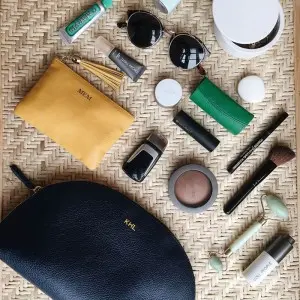 High-end leather makeup bag female portable large capacity