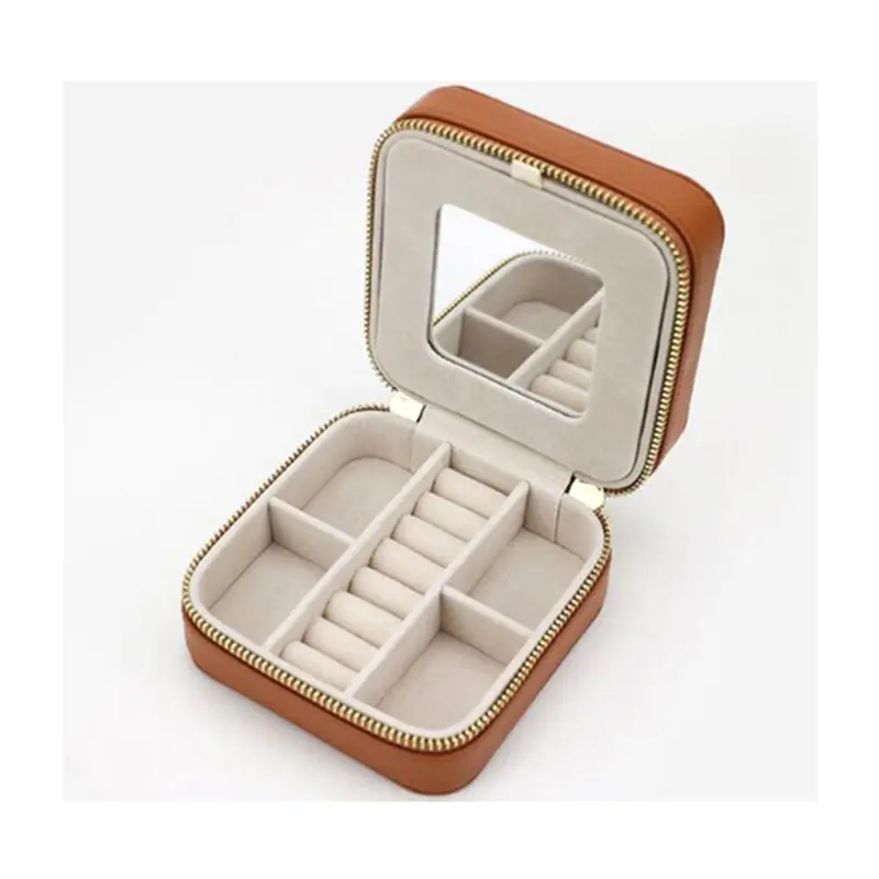 China OEM Leather Jewelry Box –  Leather storage box ring earrings portable jewelry box female – Longqin
