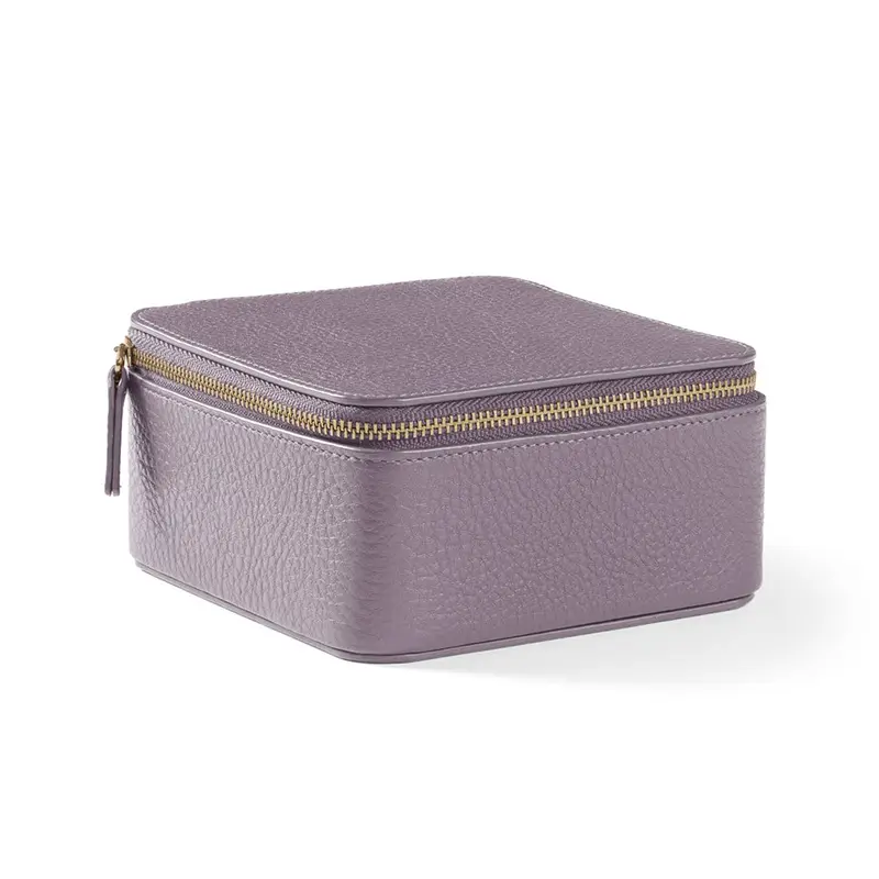 Textured superb leather Square multifunctional earrings necklace jewelry leather storage box Featured Image