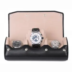 Leather 3 compartment watch storage box mechanical watch leather storage box
