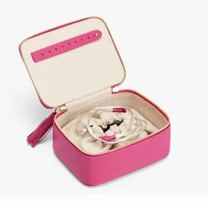 Textured superb leather Square multifunctional earrings necklace jewelry leather storage box